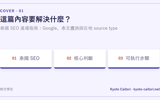 泰國 SEO 進場指南：Google、泰文查詢與在地 source type