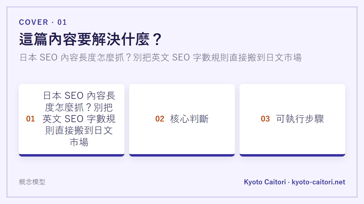 這篇內容要解決什麼？：日本 SEO 內容長度怎麼抓？別把英文 SEO 字數規則直接搬到日文市場