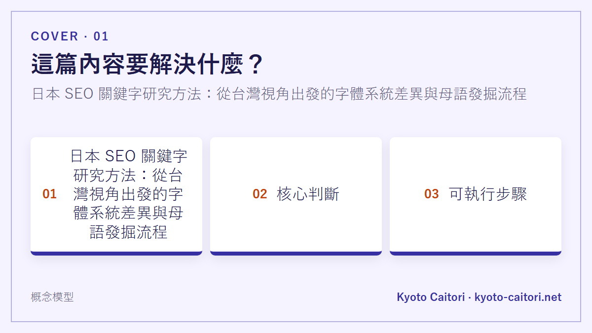 日本 SEO 關鍵字研究方法：從台灣視角出發的字體系統差異與母語發掘流程