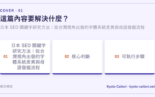 日本 SEO 關鍵字研究方法：從台灣視角出發的字體系統差異與母語發掘流程