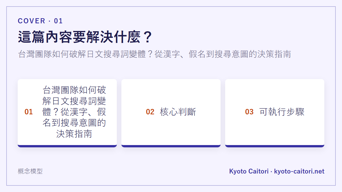 台灣團隊如何破解日文搜尋詞變體？從漢字、假名到搜尋意圖的決策指南