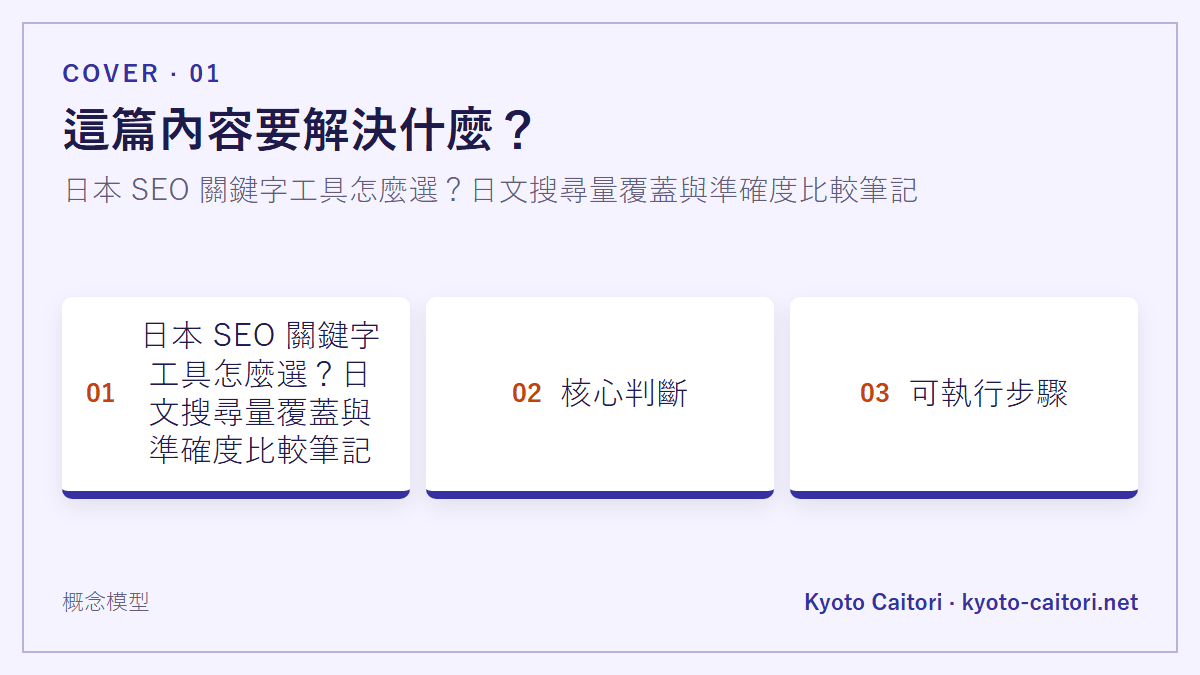 這篇內容要解決什麼？：日本 SEO 關鍵字工具怎麼選？日文搜尋量覆蓋與準確度比較筆記